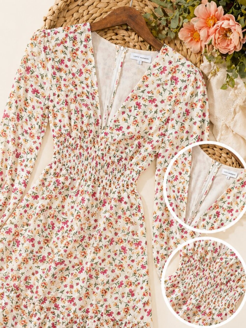 Pre-owned Lost & Wander Love in Bloom Spring Maxi Dress Ivory Pink Floral Size S